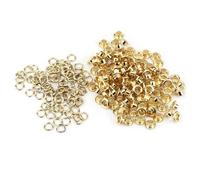 Aumotop 100 Ojales de Metal de 5 Mm, Ojales Latón Duraderos para Manualidades Cuero y Decoración Tarjetas (Oro)