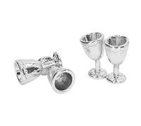 Aumotop 4 Piezas Mini Copas de Champán Copa de Vino en Miniatura para Casa Muñecas, Accesorios Casa Muñecas Material Aleación para Juegos Infantiles y Narración Cuentos (4 Plata)
