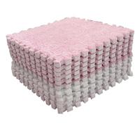 Aumotop Alfombra de Espuma de Felpa Colorida, Alfombra Suave Que Se Puede Cortar Entrelazada, Rompecabezas Felpa Fácil Usar para Bebés, Dormitorio, Sala Estar, 10 Piezas Lana (Rosa Blanco)
