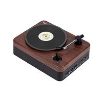 Aumotop Altavoz BT5.3 Portátil Estilo Fonógrafo Vintage con de Sonido para Actividades en Interiores y Exteriores Altavoz de Superficie Madera (Madera Oscura)