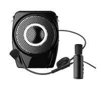 Aumotop Amplificador de Voz Portátil Inalámbrico PA Compacto de 25 W para Enseñanza y Formación, con Micrófonos Clamp/Holder y Auriculares, Tecnología 2.4G para Guía Turístico, ABS Negro