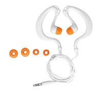 Aumotop Auriculares Deportivos Internos Inalámbricos Impermeables con Cables Más Cortos para Nadar, Correr, Andar en Bicicleta, Gimnasio, Enchufe de 3,5 Mm (Blanco Naranja)