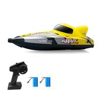 Aumotop Barco de Control Remoto Impermeable con Alarma Inteligente para Niños, Mini Juguete Eléctrico de 2,4 GHz 25 Km/h, Aplicable para Juguetes Niños, Lancha Rápida Control Remoto, Amarillo (#2)