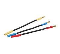 Aumotop Cable de Extensión con Conector Tipo Banana Resistente Al Calor de 4 Mm para Coches RC, Barcos, Aviones, Cable Silicona Negro 13 Cm, Paquete 3