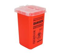 Aumotop Caja Compacta de Plástico para Residuos de Agujas con Palabras Impresas, Contenedor Colector Resistente a la Corrosión, Negro, 1L, 3,9x3,9x6,1 Pulgadas para Estudios Tatuajes (Rojo)
