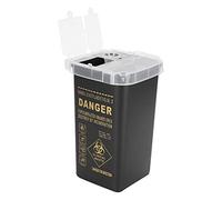 Aumotop Caja Compacta de Plástico para Residuos de Agujas con Palabras Impresas, Contenedor Colector Resistente a la Corrosión, Negro, 1L, 3,9x3,9x6,1 Pulgadas para Estudios Tatuajes (Negra)