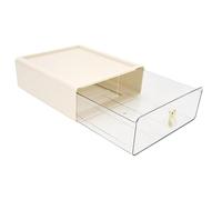 Aumotop Caja de Almacenamiento con Cajón Transparente para Material para Mascotas, Organizador de Escritorio Doble Reforzado, Organizador Cajones Gran Capacidad Oficina, Fábrica (color crema)