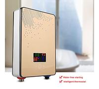 Aumotop Calentador de Agua Eléctrico sin Tanque, Ducha Caliente Instantánea Eficiente para el Baño del Hogar, Pantalla LED Grande, Botón Táctil, Seguro para Familias Numerosas