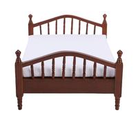 Aumotop Cama en Miniatura para Casa de Muñecas, Decoración Encantadora, Elegante Cama a Escala 1:12 para Exhibición de Casa Muñecas, Madera 6,3x4,72x2,95 Pulgadas