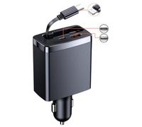 Aumotop Cargadores de Coche Retráctiles Adaptador de Carga Rápida Universal para Smartphone Tablet 3 en 1 Cargadores Rápidos para Sedan SUV ABS PC Negro (Tipo 2 (90W))