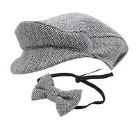 Aumotop Conjunto de Accesorios de Fotografía Gorra Plana Sombrero Caballero con Pajarita para bebé Recién Nacido Elegante y Transpirable 0-1 Mes 2 Piezas (Gorra caballero + pajarita)