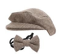 Aumotop Conjunto de Accesorios de Fotografía Gorra Plana Sombrero Caballero con Pajarita para bebé Recién Nacido Elegante y Transpirable 0-1 Mes 2 Piezas (Gorra caballero + pajarita)