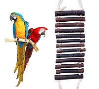 Aumotop Escalera de Madera para Pájaros, Puente Oscilante, Escalera Ecológica para Loros, 13 Escalones, Pájaros Pequeños
