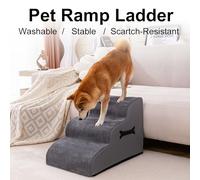 Aumotop Escaleras para Perros Ajustables de 4 Niveles, Escaleras Antideslizantes, Rampa para Perros Pequeños y Gatos, Portátiles Mascotas Fáciles de Montar Cama Alta y sofá, Beige/Gris Oscuro/marrón