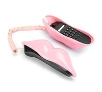 Aumotop Forma de Labios Rosados de Moda Estilo Europeo Teléfono Doméstico Escritorio Teléfono Fijo Señal Estable Aspecto Atractivo para Uso en la Oficina en el Hogar Material Plástico Rosa (Rosa)