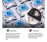 Aumotop Interruptor Rojo del Teclado Mecánico de 61 Teclas para los Trabajadores de Oficina ABS/negro/diseño Cable Desmontable (Interruptor azul)