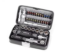 Aumotop Juego Compacto de Llaves de Trinquete 1/4, Larga Vida útil, 38 Uds., Kit Brocas para Tornillos, Herramienta Manual Reparación Bicicletas