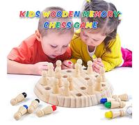 Aumotop Juego de Ajedrez con Memoria Familiar para Estimulación Visual, Ajedrez con Memoria de Colores Brillantes para Mejorar la Percepción, Juego Madera Portátil el Hogar y Al Aire