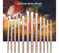 Aumotop Juego de Pinceles de Pintura 12 Piezas, Pincel Punta Redonda y Puntiaguda con Pelo Nailon para Artista, Acrílico, Acuarela, Gouache, para Excelentes Suministros Dibujo Artístico (Sombreador