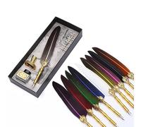 Aumotop Juego de Pluma de Pluma Vintage Estilo Europeo Soporte para Bolígrafo Tinta Retro Inmersión en Agua Tinta Dorada Caja Fabricante Stock Verde 1,0 Mm para Escribir Caligrafía Pintura Oficina