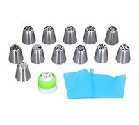 Aumotop Juego de Puntas para Decoración de Tartas Sencilla con 14 Herramientas, Ideal para Fiestas y Uso Doméstico, Fabricado en Plástico y Acero Inoxidable