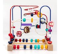 Aumotop Juguete de Montaña Rusa con Laberinto de Cuentas Madera para Niños Pequeños, Capacidad Coordinación para Practicar la Montaña Rusa Cuentas la Percepción del Color, Desarrollo del Pensamiento