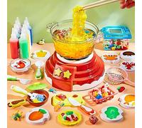 Aumotop Juguetes de Simulación de Olla Caliente para Niños, Rompecabezas, Máquina Olla Caliente, Juguete Cocina DIY, Material Plástico (Rojo)