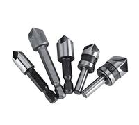 Aumotop Kit de Herramientas de Chaflán para Carpintería Acero Alta Velocidad Duradero, Juego Brocas Avellanadoras 5 Piezas para Desbarbar y Biselar, Ideal Madera y Placa Aislante