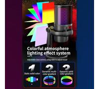 Aumotop Kit de Micrófono USB RGB con Monitoreo en Tiempo Real para Juegos/reuniones/transmisión en Vivo, Blanco, Compatible con iOS///, Iluminación Dinámica, Captación Forma de Corazón, Plug & Play,