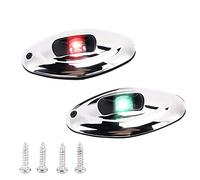 Aumotop Luz LED de Navegación Marina, Luz de Popa para Barco, Verde, Rojo, IP66, Resistente Al Agua, 1 Milla Náutica, Visibilidad, Pontones, Yates, Señal Navegación, Acero Inoxidable, Paquete 2