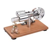 Aumotop Modelo de Motor Stirling con Luz LED, Motor de Aire Caliente, Juguete Educativo para Niños y Adultos, Muebles Oficina, Base Madera, Experimento Científico, Aula, Laboratorio, para Profesores