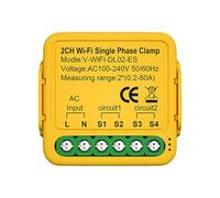 Aumotop Monitor de Energía WiFi Inteligente Medidor de Consumo Energía Eficiente para el Hogar Ahorro Compatible con Alexa y Home para Monitoreo y Ahorro Costos Amarillo 1 Abrazadera Automatización