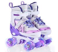 Aumotop Patines de Ruedas con Luz LED Ajustables para Niñas, Ruedas Luminosas de 4 Tamaños, Regalo Equilibrio para Ejercicio, Niños 6 a 12 Años (#7)