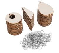 Aumotop Pendientes de Madera en Blanco con Lados en Blanco para Diseños Personalizados, 120 Piezas para Fabricación de Joyas