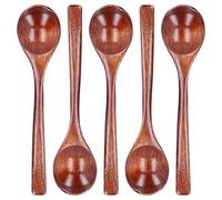 Aumotop Phoebe Wood Juego de Cucharas de Sopa Madera 5 Utensilios Cocina Duraderos con Largo para Vajilla Casera 18x4,3 Cm