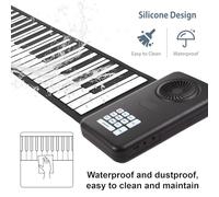 Aumotop Piano Eléctrico Enrollable Compacto y Versátil de 88 Teclas Piano Plegable de Silicona Resistente Al Agua para Músicos y Entusiastas los Viajes (Blanco, 5 Pistas demostración)