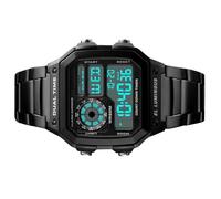 Aumotop Reloj Deportivo de Acero Inoxidable para Hombre, Cronógrafo con Cuenta Regresiva y Hora Dual, Resistente Al Agua hasta 5 ATM para Entrenamientos y Gimnasio (Negra)