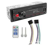 Aumotop Reproductor de MP3 para automóvil Receptor estéreo BT Radio FM Soporte de Llamadas con Manos Libres Carga USB U-Disk/Tarjeta TF/AUX-IN Asistencia de Voz con Control Remoto Luz Colorida