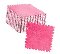 Aumotop Rompecabezas de Felpa Entrelazado, Azulejos de Alfombra Espuma Suave y Gruesa, Azulejos Piso Habitación bebé Lavables Fáciles Limpiar, 10 Piezas para Niños, 11,8 X 11,8 Pulgadas (Rosa roja)