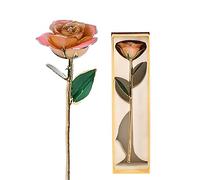 Aumotop Rosa Real Bañada en Oro Hecha a Mano, Rosa de Tallo Largo Preservada para Siempre para Ocasiones Especiales, Regalo