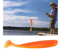 Aumotop Señuelos de Pesca de Plástico Blando, Cebos Gusanos, Cola en T para Accesorios Aparejos Pesca en Negro/Blanco/Naranja/Rosa, 20 Piezas 7,5 Cm para Entusiastas la (Naranja)