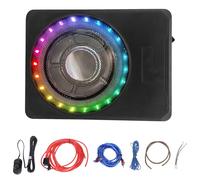 Aumotop Subwoofer para Automóvil Amplificado Delgado de 10 Pulgadas con Luces Vibrantes, Graves Potentes para una Experiencia Auditiva Inmersiva Automóvil/camión/Barco, Material de Aleación Aluminio