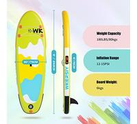 Aumotop Tabla de Remo Inflable para Niños con Accesorios para Deportes Acuáticos, Juego de Surf Viajes Al Aire, Límite Peso hasta 180 Libras (Color B)