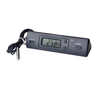 Aumotop Termómetro Electrónico Digital para Automóvil Pantalla LCD Portátil Sonda de Temperatura y Tiempo para Acampar Al Aire Libre Senderismo ABS Negro 1 Pieza