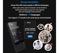 Aumotop Traductor de Idiomas de Bolsillo en Tiempo Real con Cámara Grabación Video Voz 138 Idiomas sin Conexión en Línea para Viajeros/Profesionales Negocios Traductor Universal Negro Mate