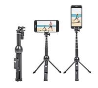Aumotop Trípode para Teléfono Selfie Stick 7 Secciones 113 Cm Cabezal de Bola Giratorio de 360 Grados para Control Remoto, Teléfono Portátil Plegable, Viajeros Entusiastas del Aire Libre