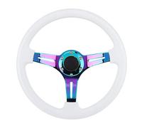 Aumotop Volante de Carreras con Radios Coloridos, Volante de Deriva 6 Orificios para Automóvil, ABS Universal, Se Adapta a la Mayoría los Vehículos