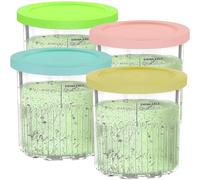 AUMUA 4 Piezas Recipientes de Helado de Repuesto para Ninja CREAMi Deluxe Heladera multifunción NC501EU NC501 NC500, Contenedores de Pinta con Tapa, ninja creamy accesorios (Azul/Rosa/Lima/Amarillo)