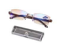 Aumude Lentes de lectura de zafiro de alta dureza, antiluz azul, inteligentes de doble enfoque, zafiro de alta dureza, antiazul, progresivos lejanos y casi de doble uso, ultraligeros, marrón, Talla