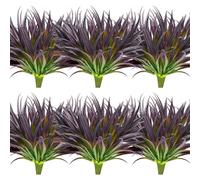 AUMVEYI 16pcs Artificial Plants Outdoor Flowers UV Resistant Fake Tall Grass Plants Faux Tropical Shrubs Plastic Greenery Bushes Front Porch Patio Gar